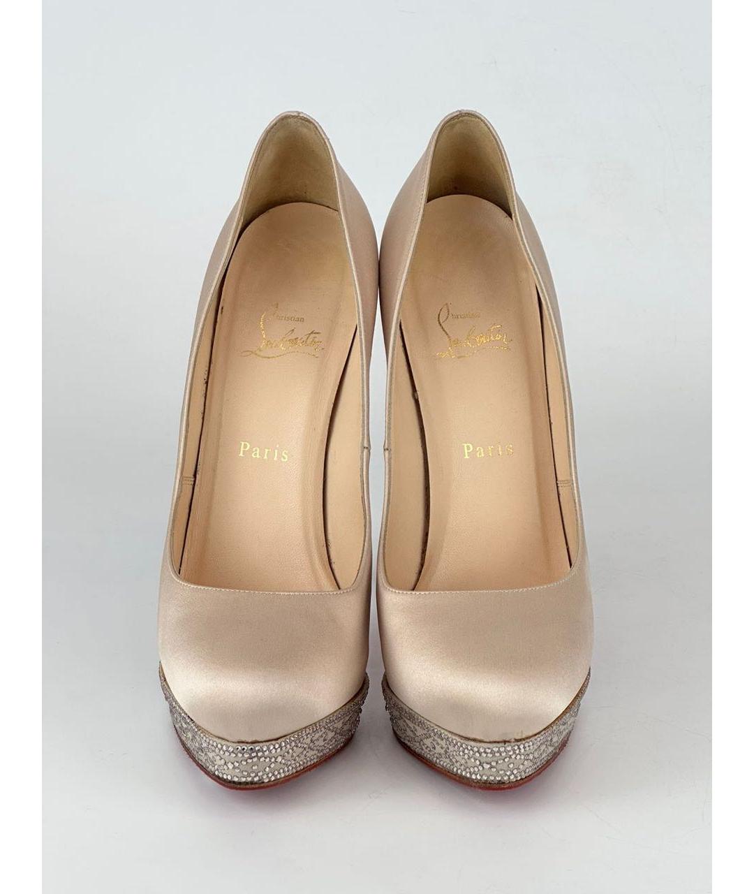 CHRISTIAN LOUBOUTIN Бежевые текстильные туфли, фото 3