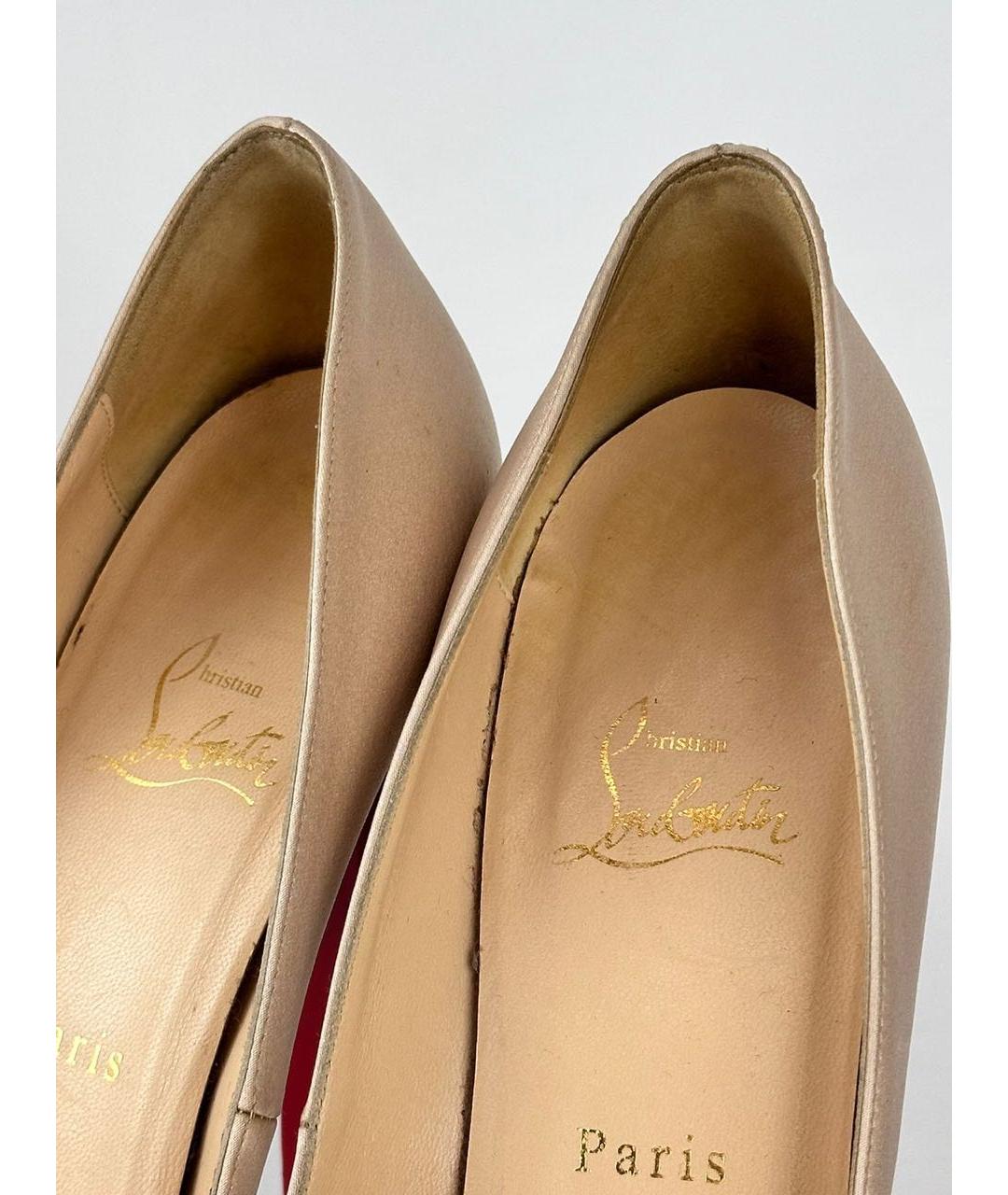 CHRISTIAN LOUBOUTIN Бежевые текстильные туфли, фото 7