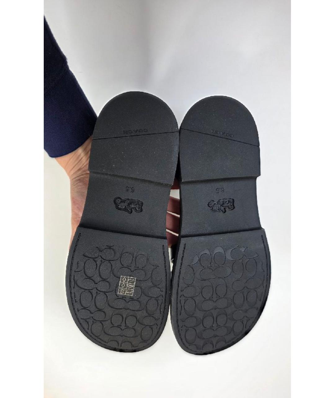 COACH Черные кожаные сандалии, фото 4