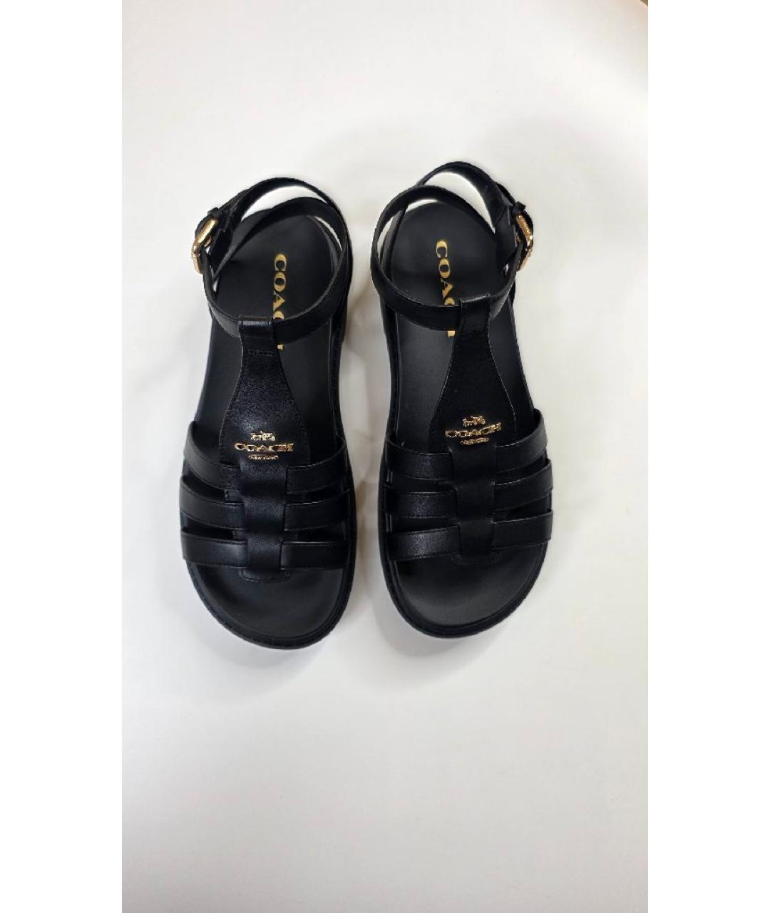 COACH Черные кожаные сандалии, фото 2