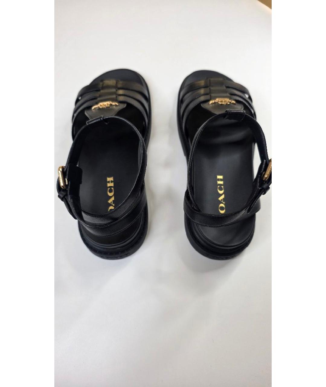 COACH Черные кожаные сандалии, фото 3
