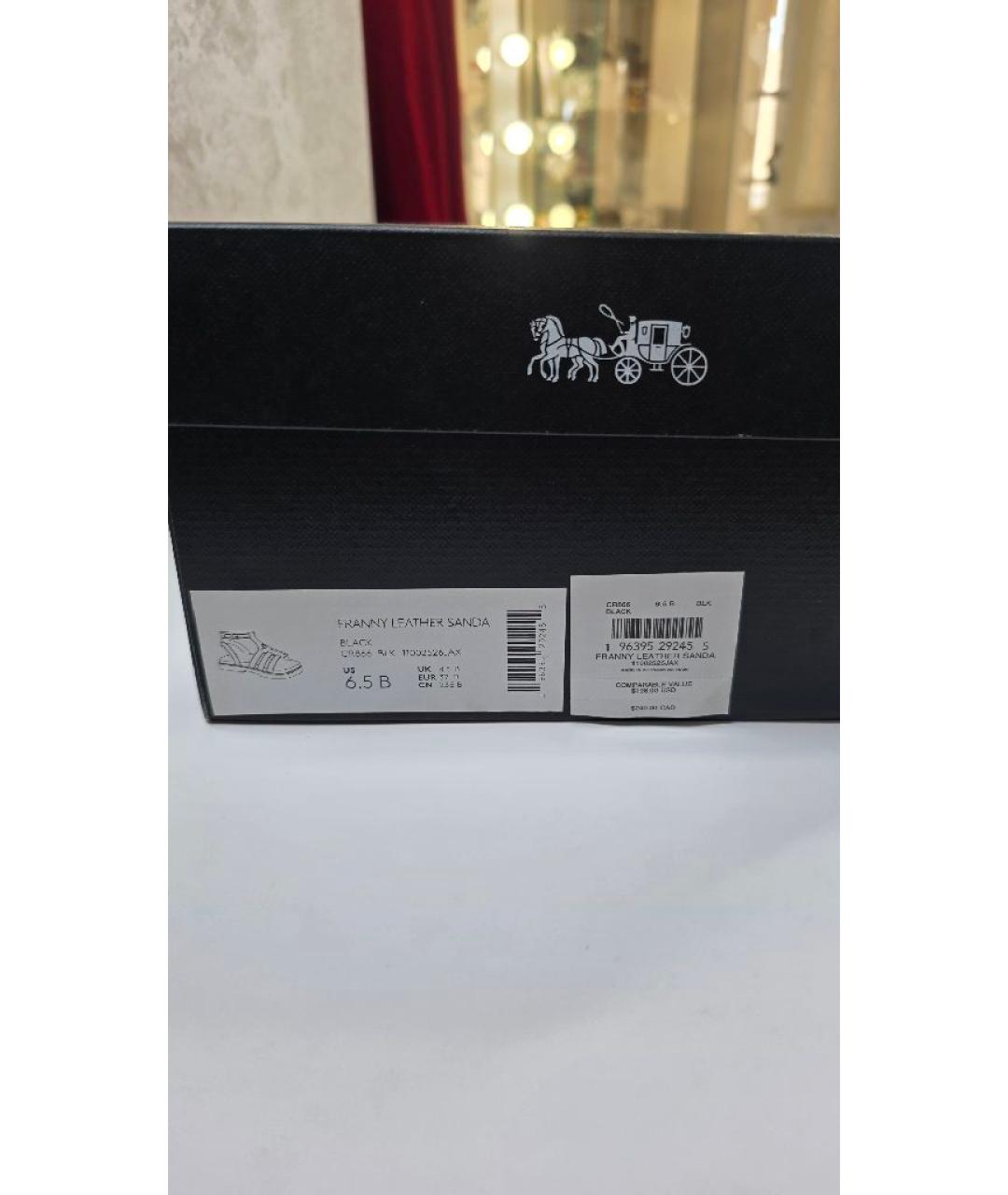 COACH Черные кожаные сандалии, фото 6