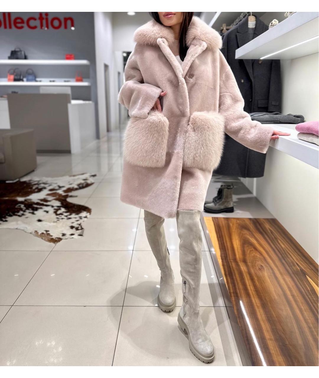 BLANCHA Розовая меховая дубленка, фото 8
