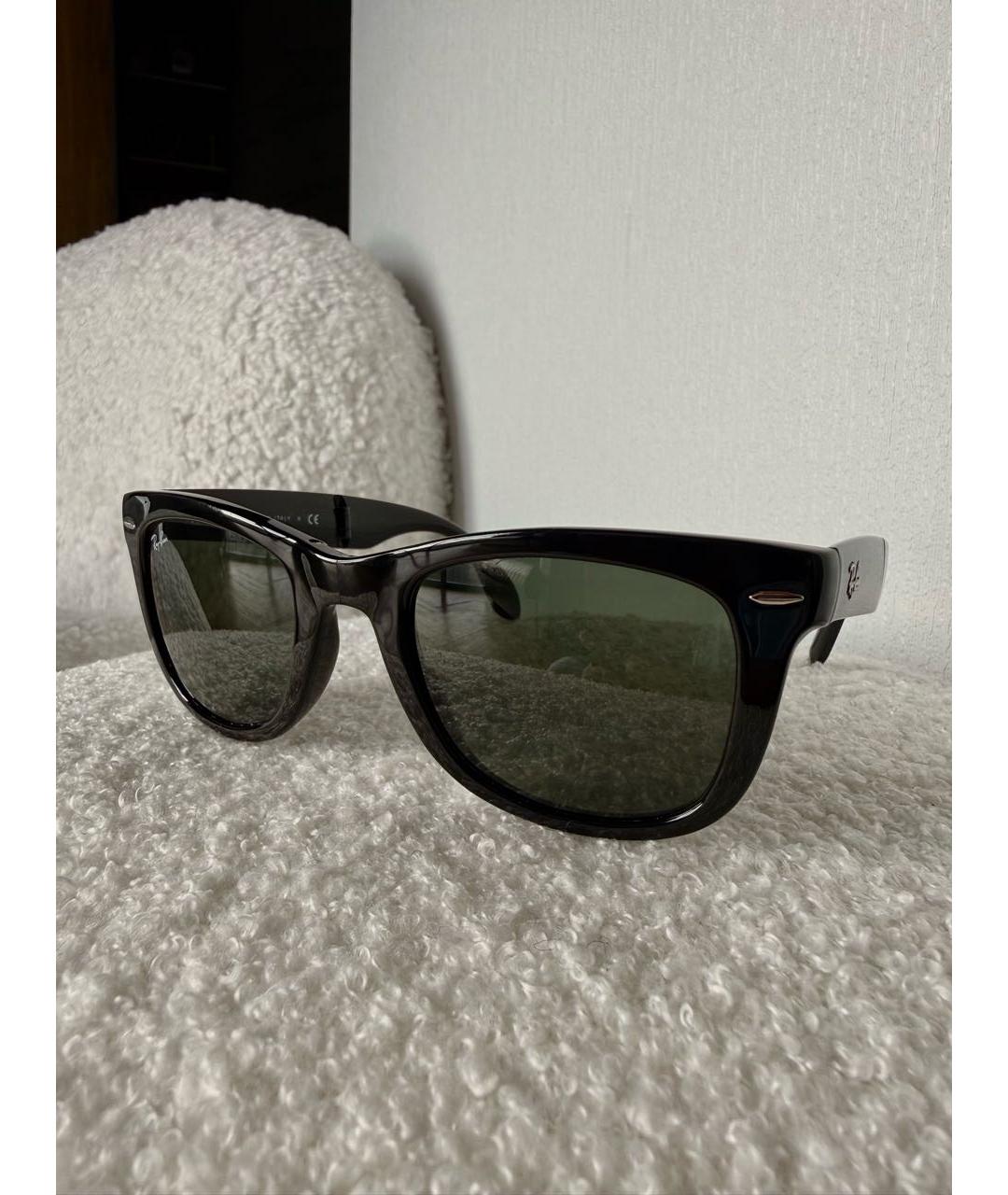 RAY BAN Черные пластиковые солнцезащитные очки, фото 3