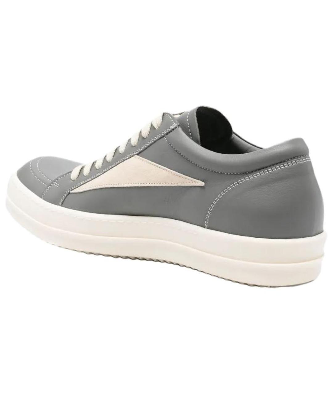 RICK OWENS Серые кожаные высокие кроссовки / кеды, фото 4