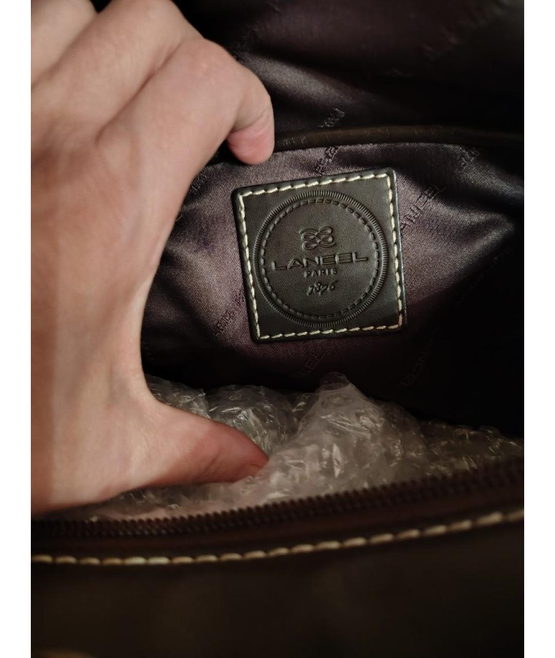 LANCEL Коричневая сумка с короткими ручками, фото 4