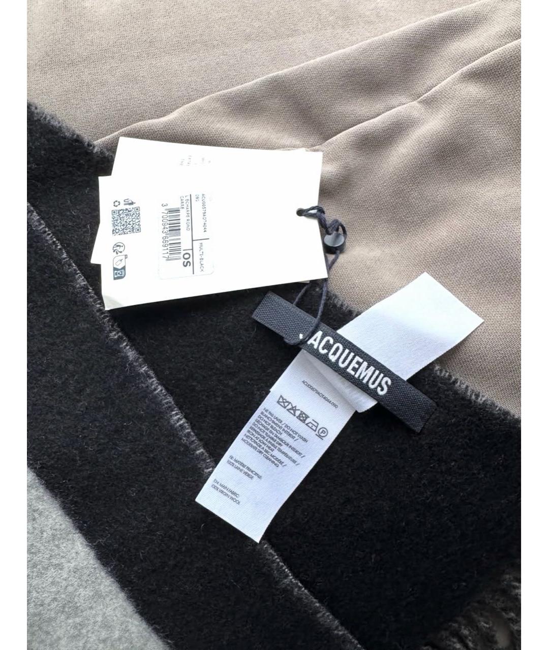 JACQUEMUS Черный шерстяной шарф, фото 3