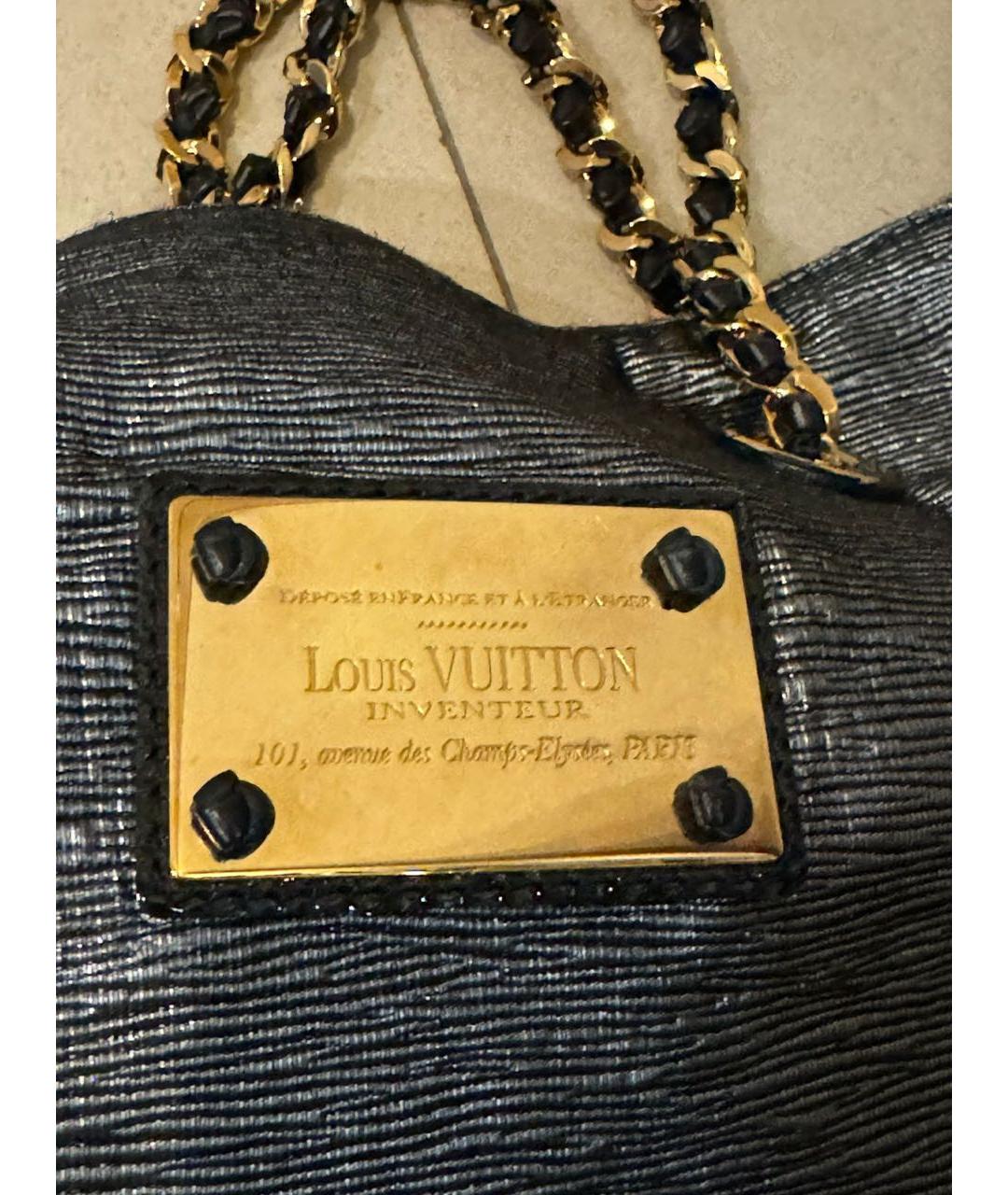 LOUIS VUITTON Темно-синяя кожаная сумка с короткими ручками, фото 8