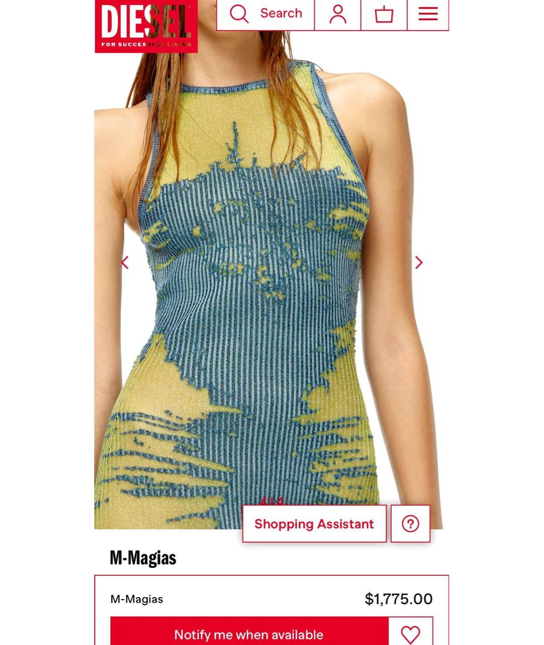 DIESEL Мульти полиэстеровое вечернее платье, фото 4