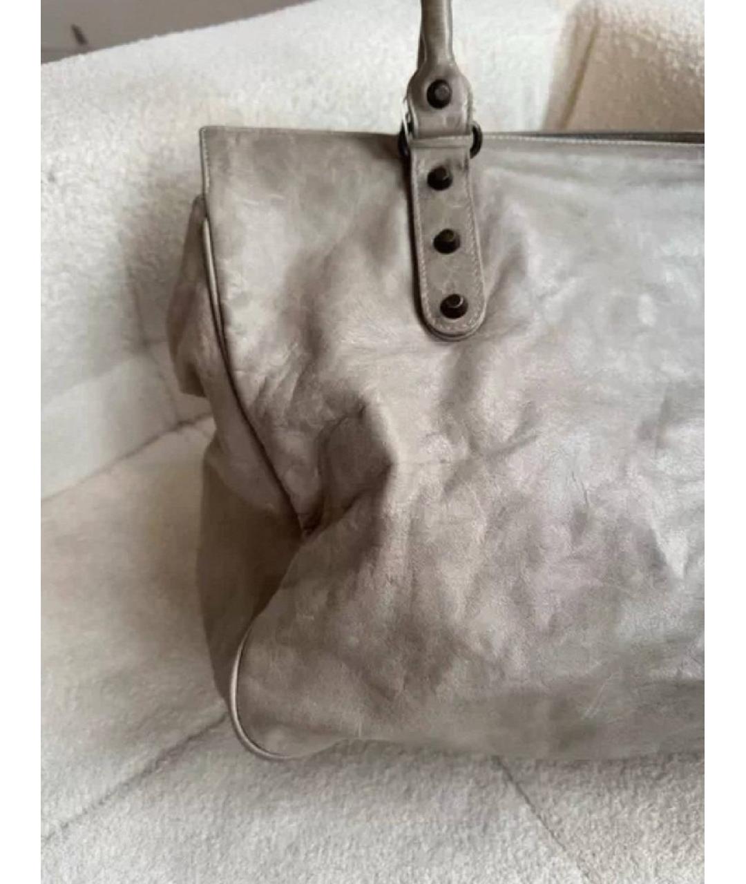 BALENCIAGA Серая кожаная сумка с короткими ручками, фото 4