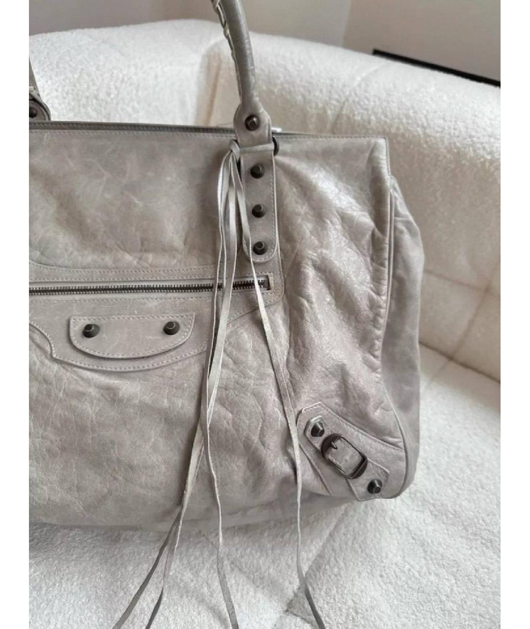 BALENCIAGA Серая кожаная сумка с короткими ручками, фото 7