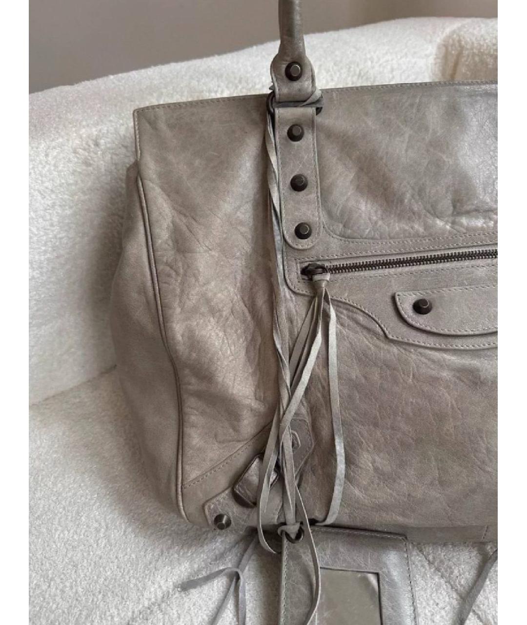 BALENCIAGA Серая кожаная сумка с короткими ручками, фото 6