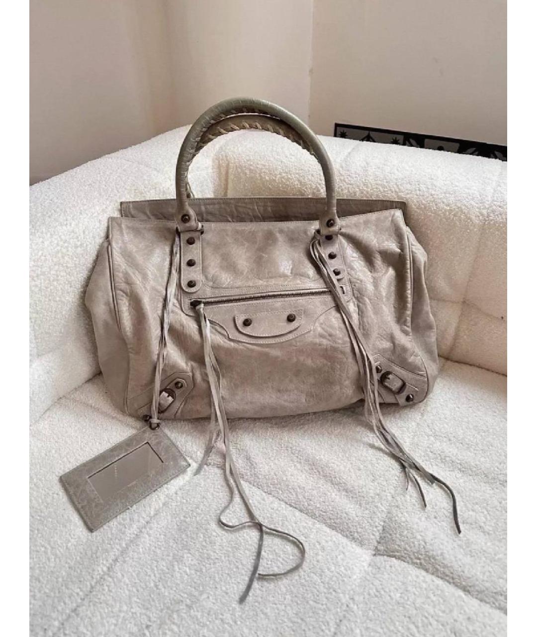 BALENCIAGA Серая кожаная сумка с короткими ручками, фото 9