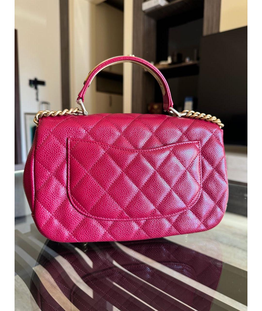 CHANEL Красная кожаная сумка с короткими ручками, фото 5