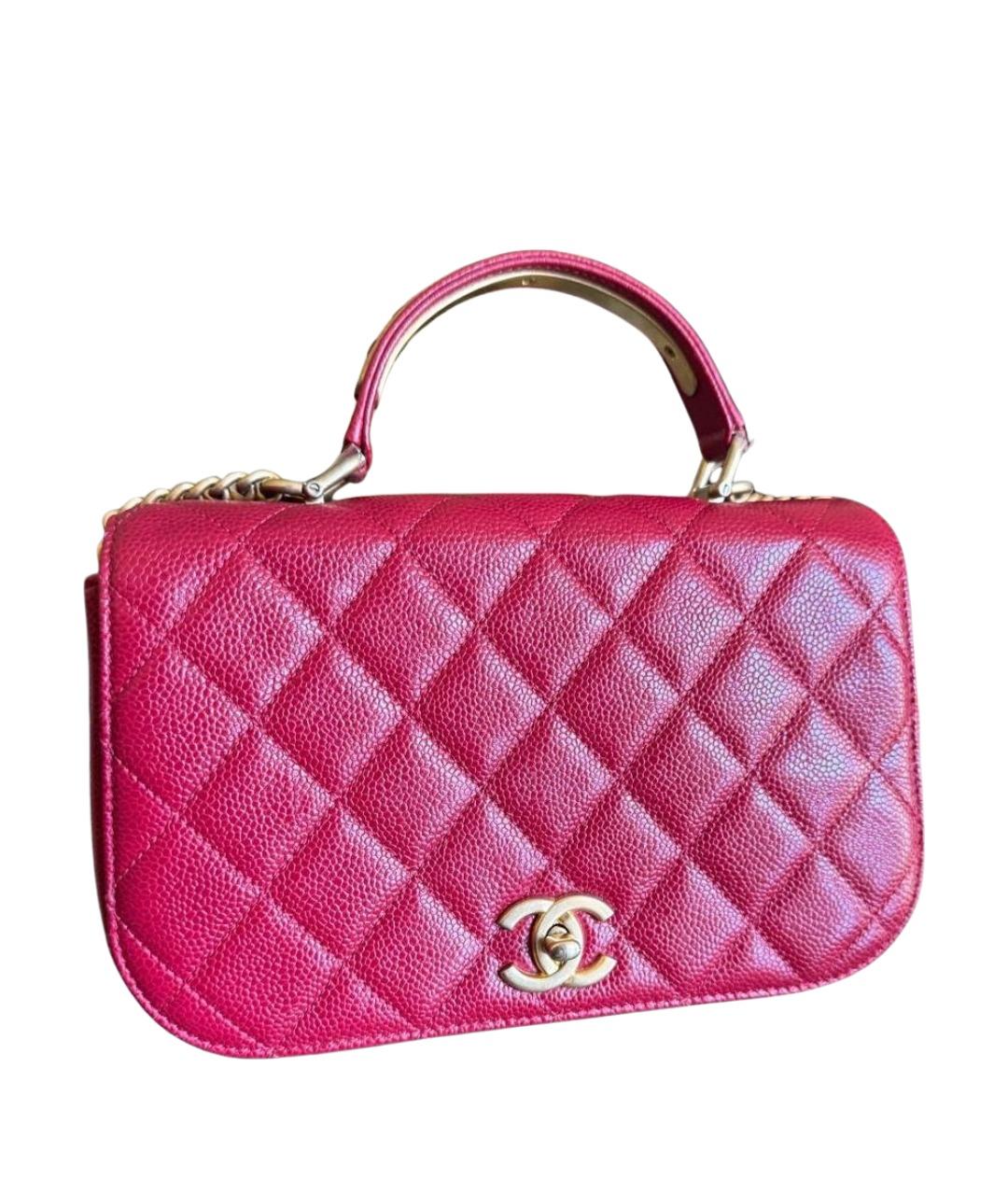 CHANEL Красная кожаная сумка с короткими ручками, фото 1