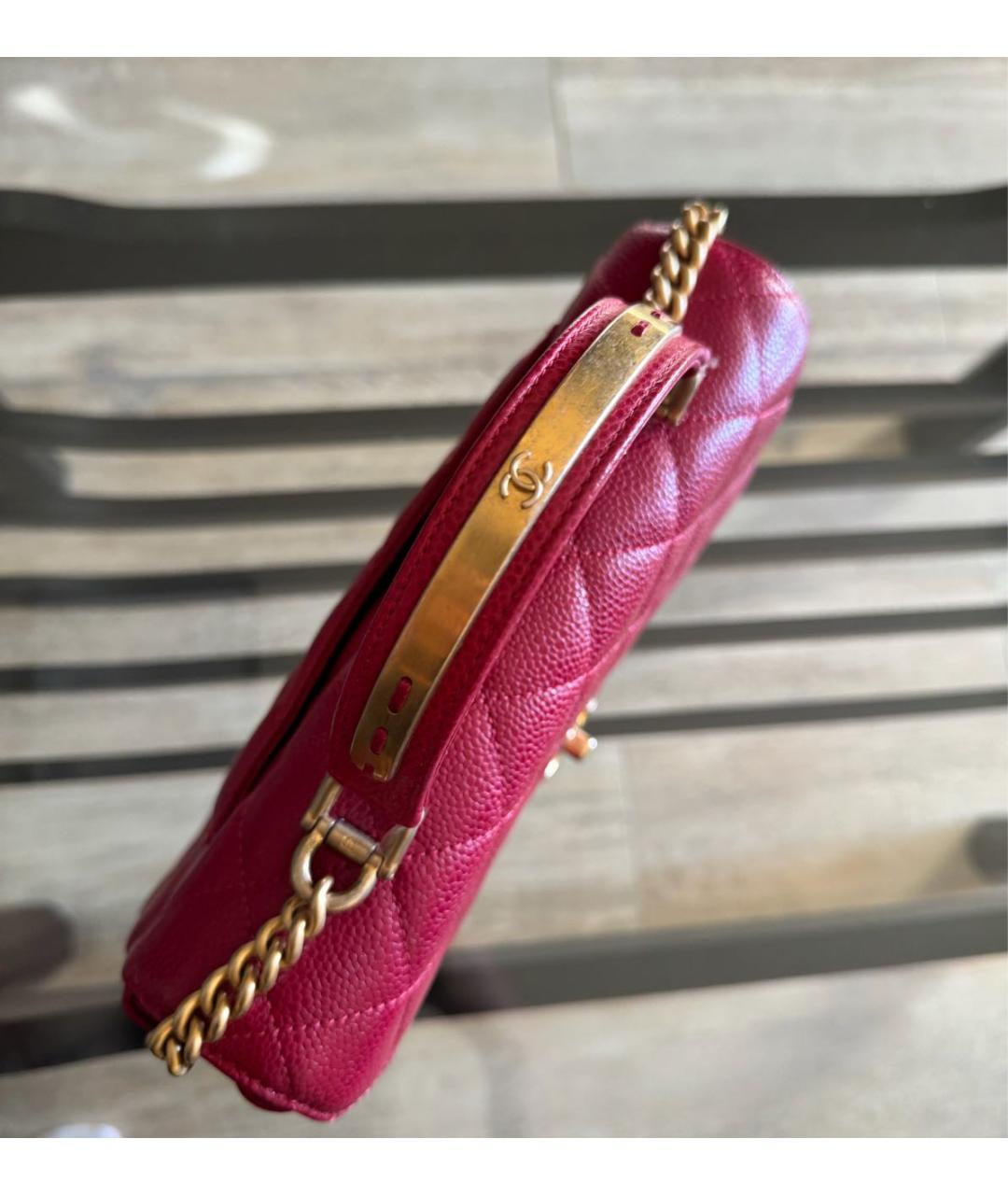 CHANEL Красная кожаная сумка с короткими ручками, фото 6