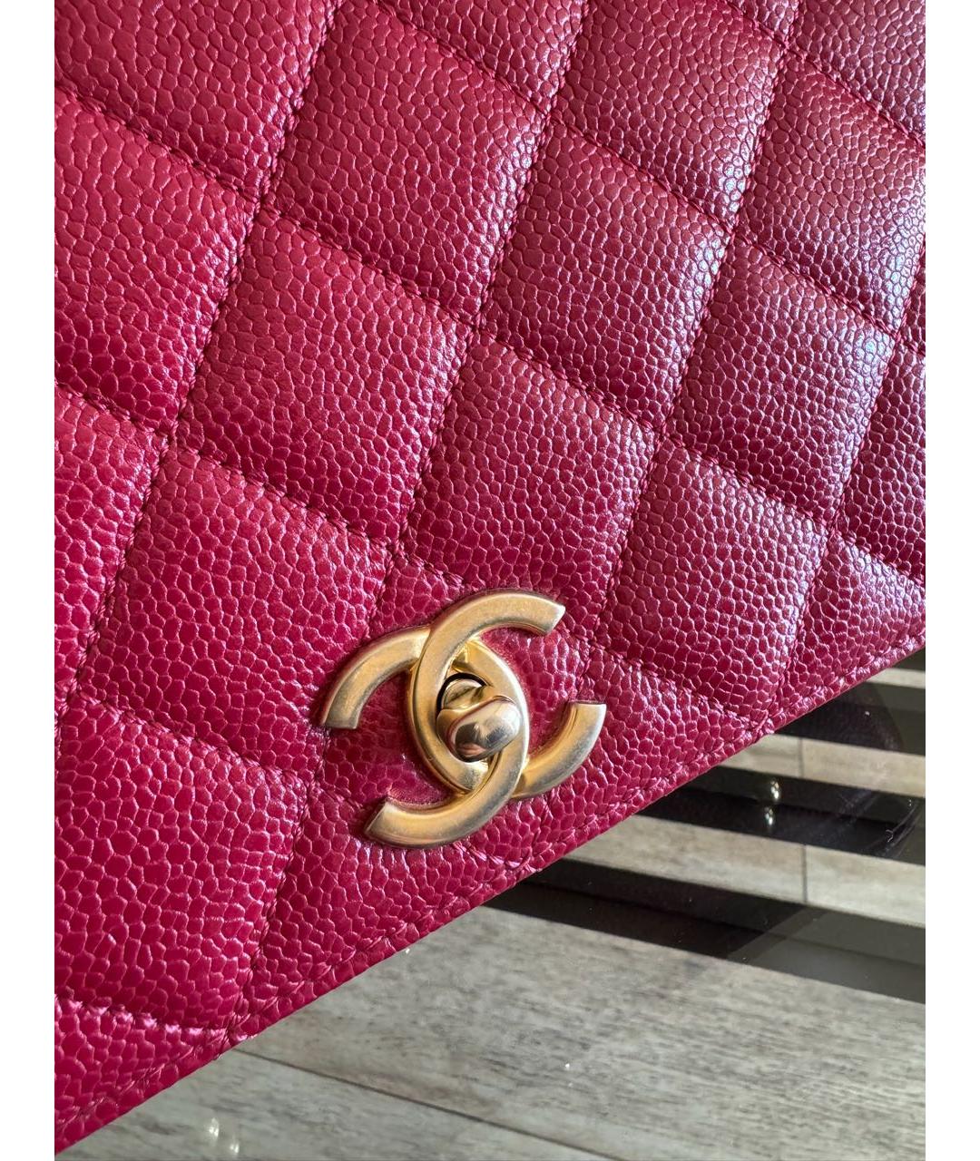 CHANEL Красная кожаная сумка с короткими ручками, фото 7