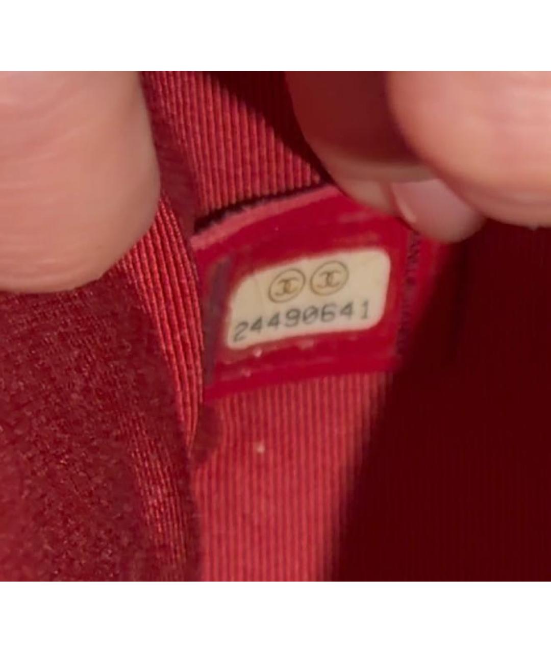 CHANEL Красная кожаная сумка с короткими ручками, фото 4