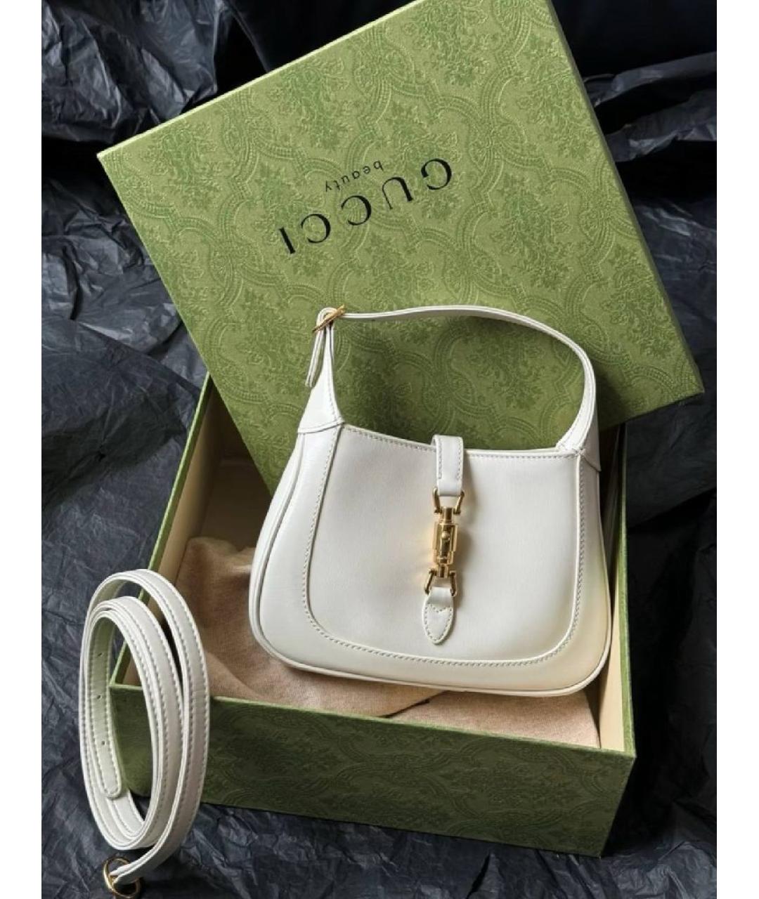 GUCCI Белая кожаная сумка с короткими ручками, фото 7