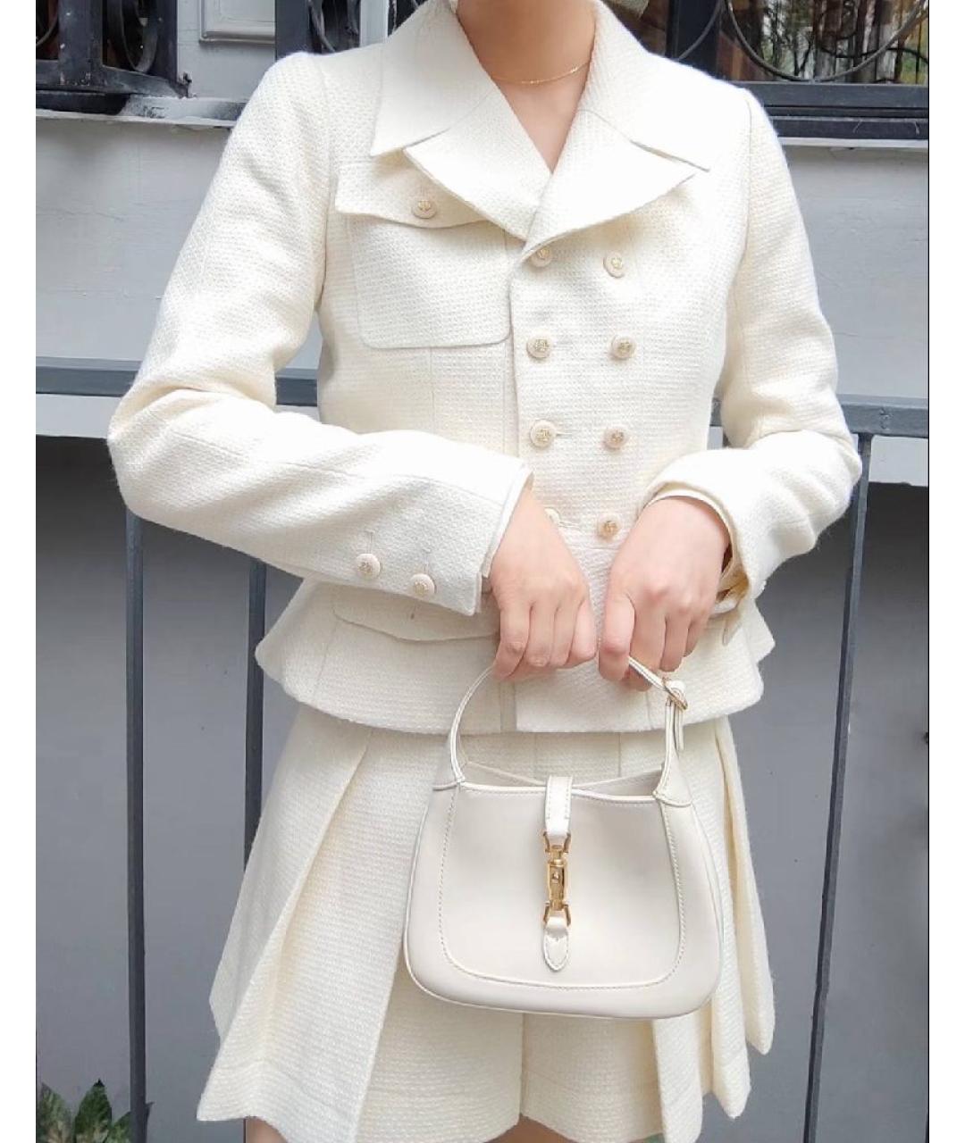 GUCCI Белая кожаная сумка с короткими ручками, фото 8