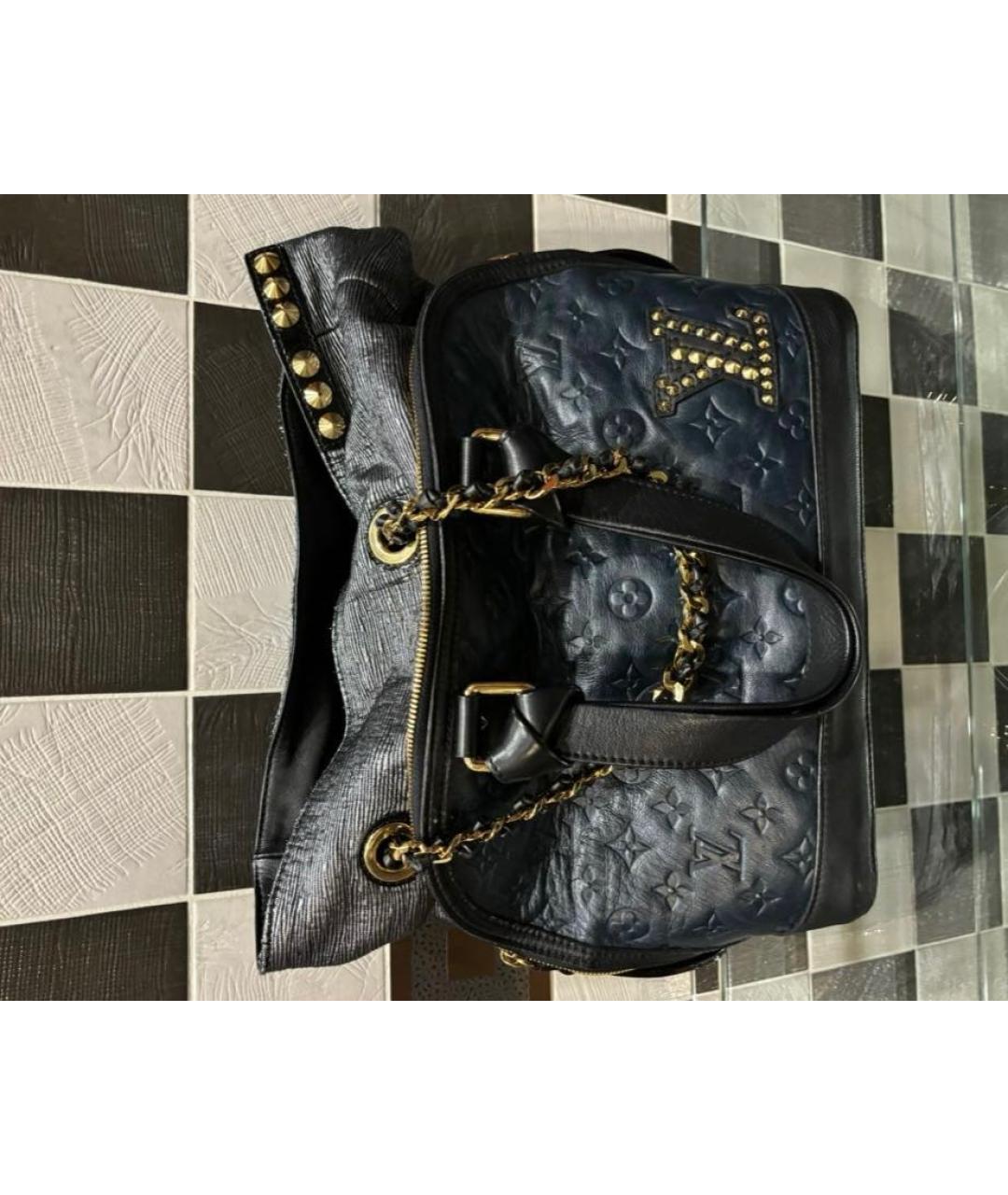 LOUIS VUITTON Черная кожаная сумка с короткими ручками, фото 4