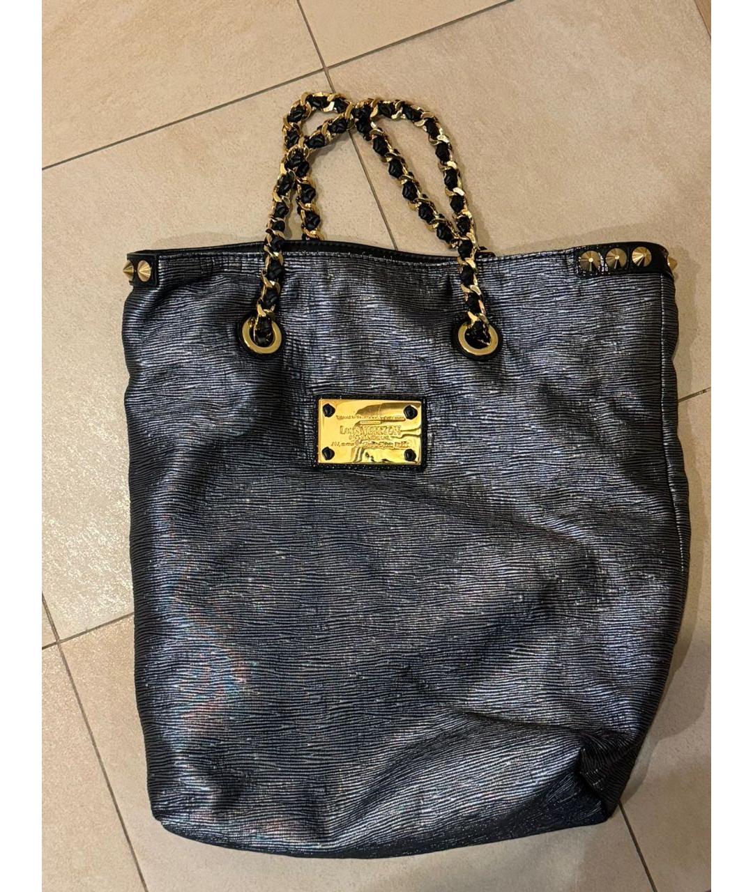 LOUIS VUITTON Черная кожаная сумка с короткими ручками, фото 5