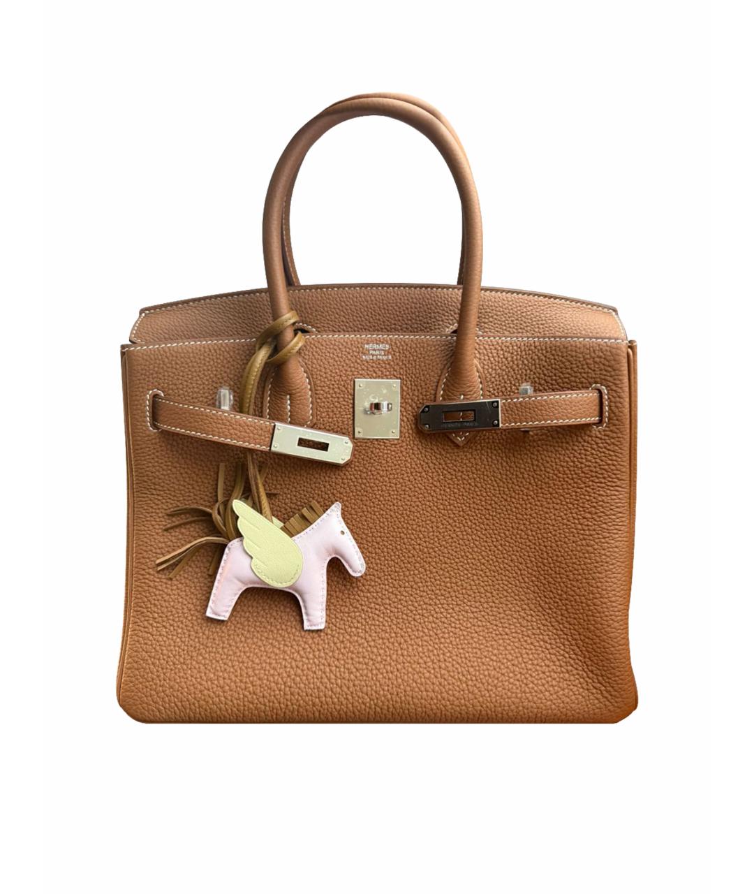 HERMES Коричневая кожаная сумка с короткими ручками, фото 1