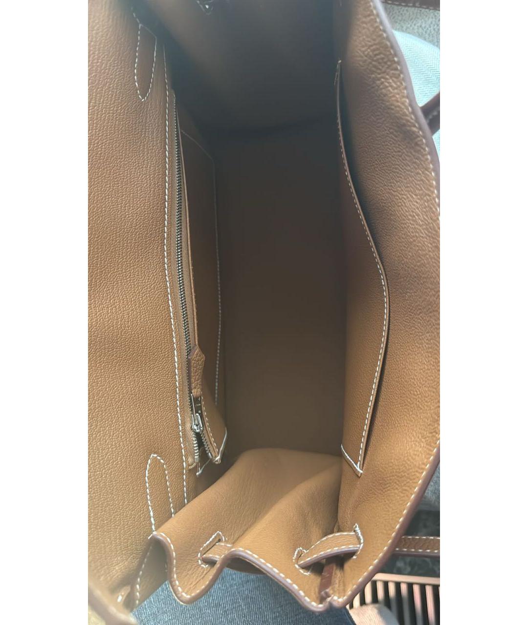 HERMES Коричневая кожаная сумка с короткими ручками, фото 4