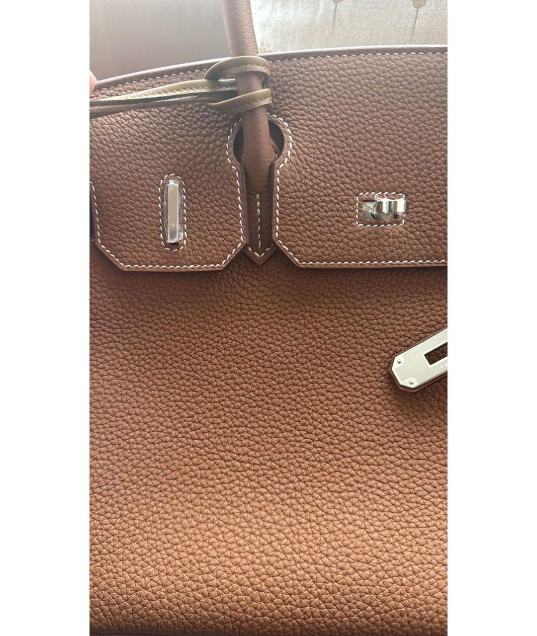 HERMES Коричневая кожаная сумка с короткими ручками, фото 2