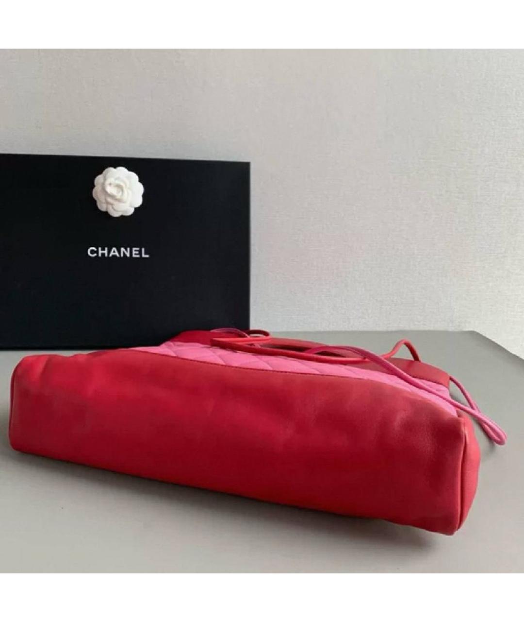 CHANEL Коралловая кожаная сумка с короткими ручками, фото 7