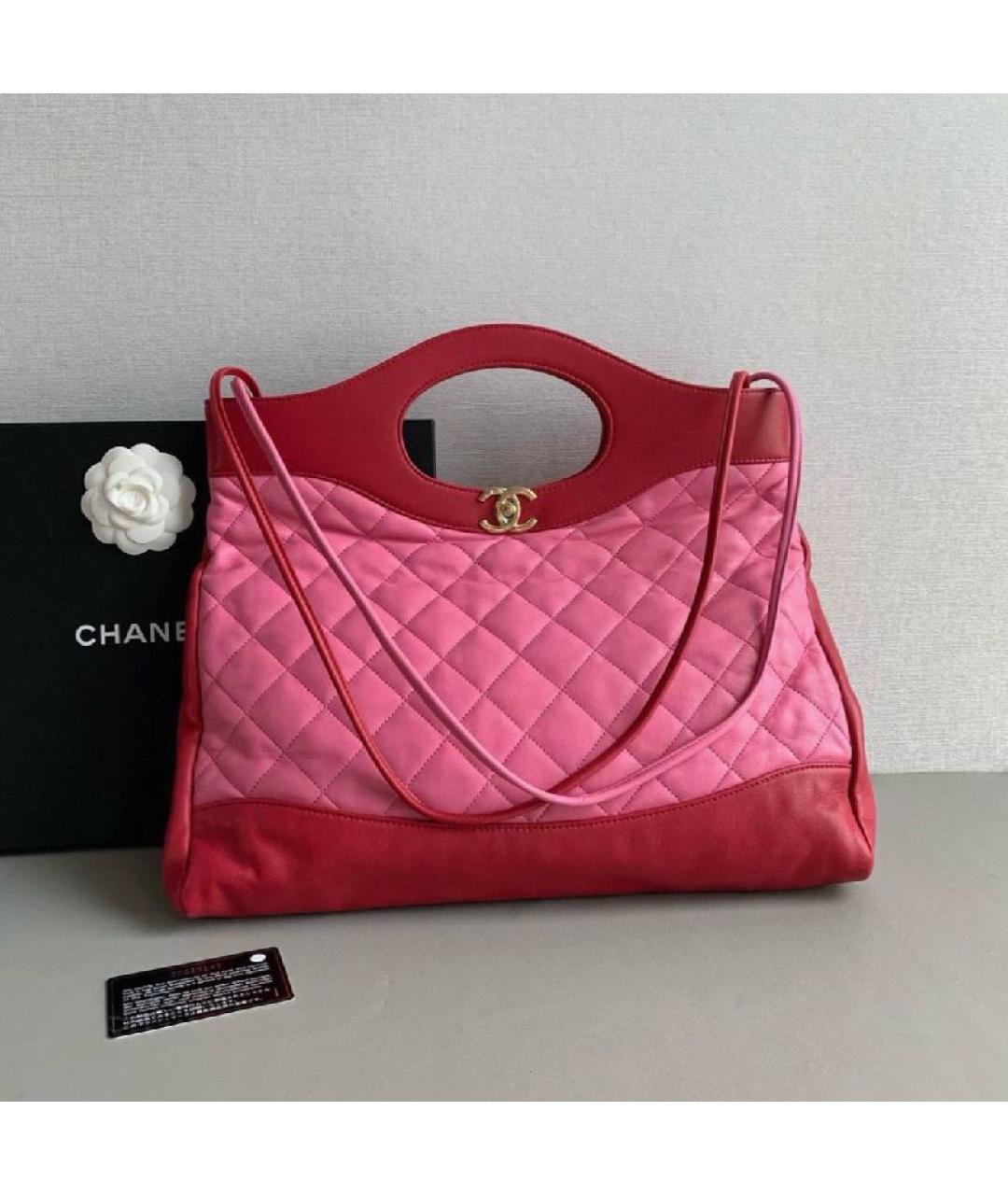 CHANEL Коралловая кожаная сумка с короткими ручками, фото 9