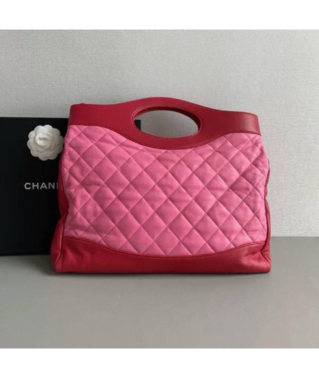 CHANEL Коралловая кожаная сумка с короткими ручками, фото 3