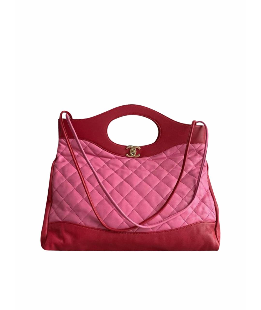 CHANEL Коралловая кожаная сумка с короткими ручками, фото 1