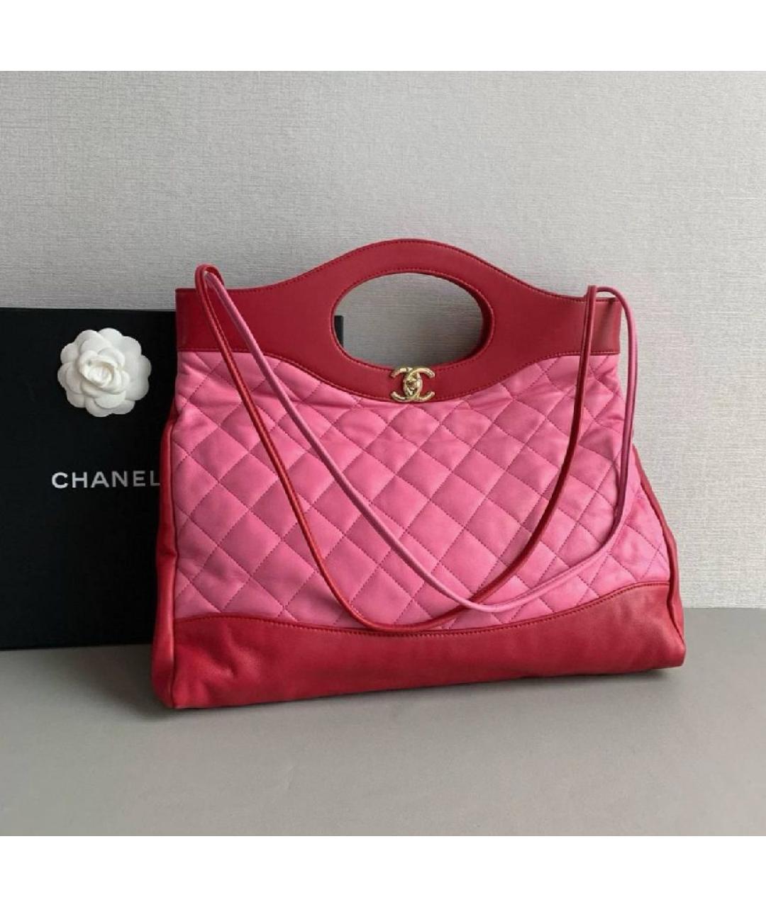 CHANEL Коралловая кожаная сумка с короткими ручками, фото 4