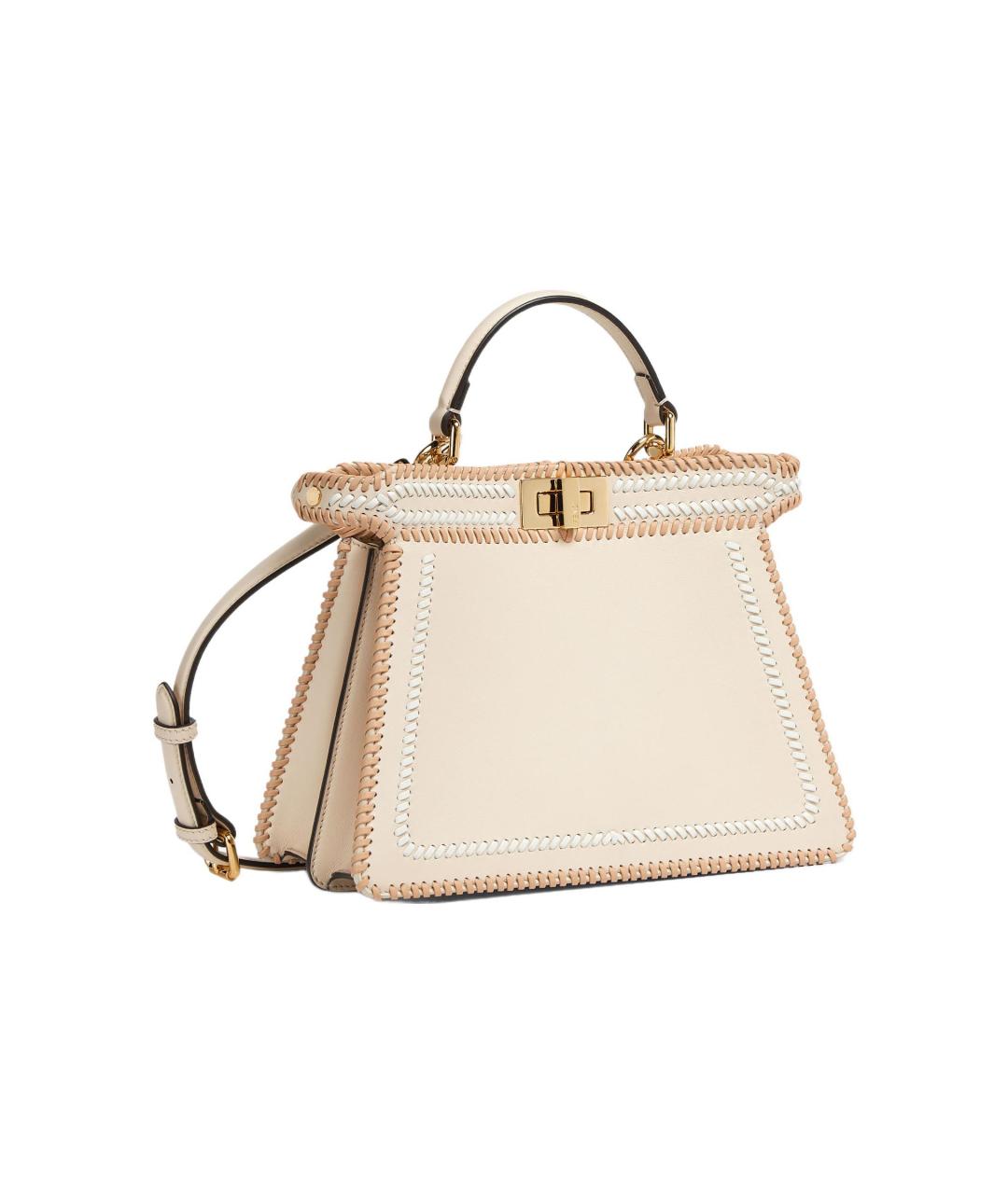 FENDI Бежевая кожаная сумка через плечо, фото 2