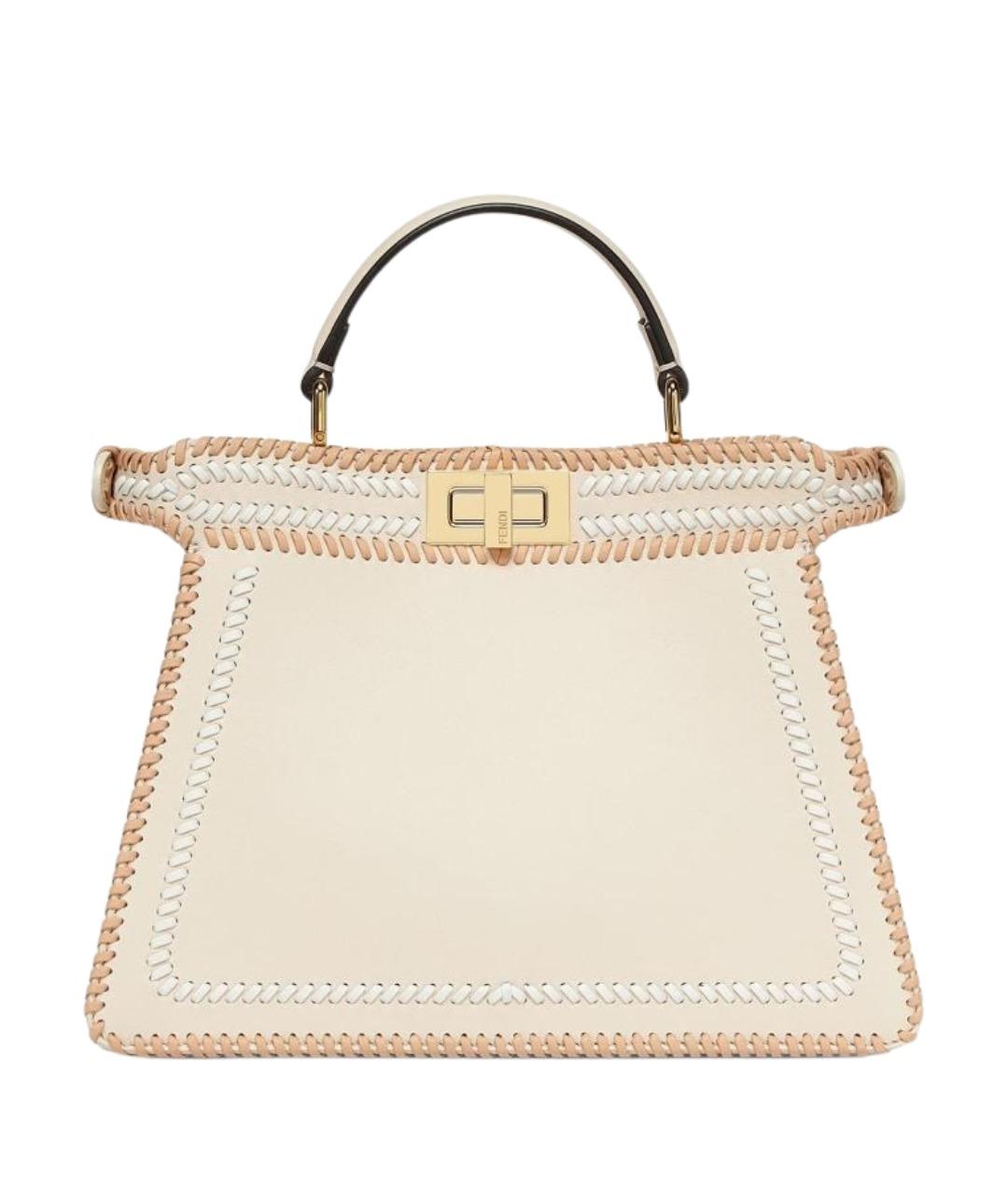 FENDI Бежевая кожаная сумка через плечо, фото 1