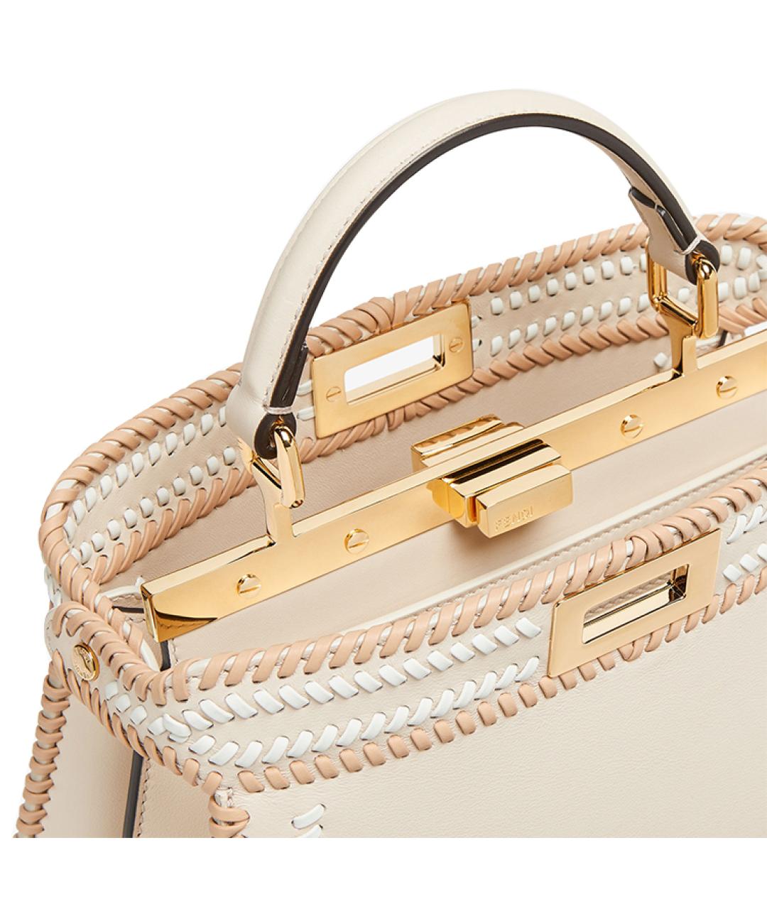 FENDI Бежевая кожаная сумка через плечо, фото 4