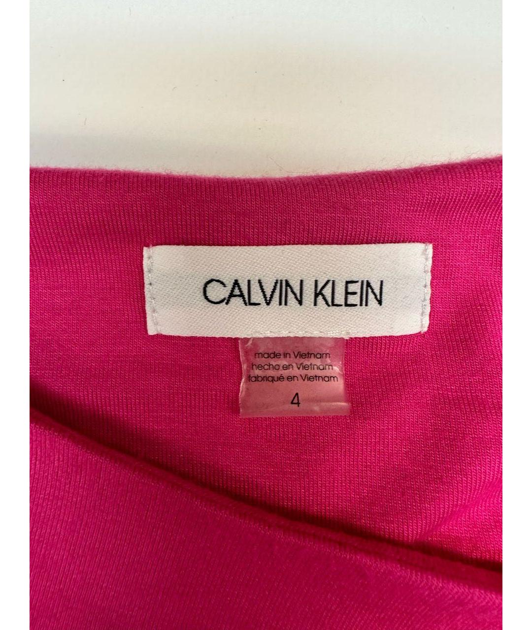 CALVIN KLEIN Фуксия вискозное коктейльное платье, фото 2