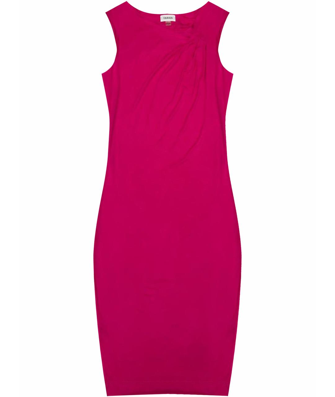 CALVIN KLEIN Фуксия вискозное коктейльное платье, фото 1