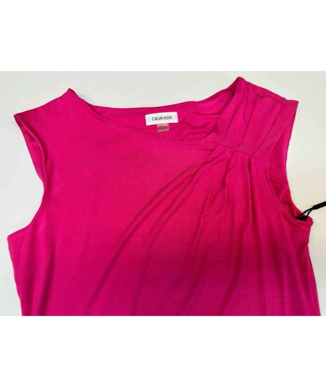 CALVIN KLEIN Фуксия вискозное коктейльное платье, фото 3