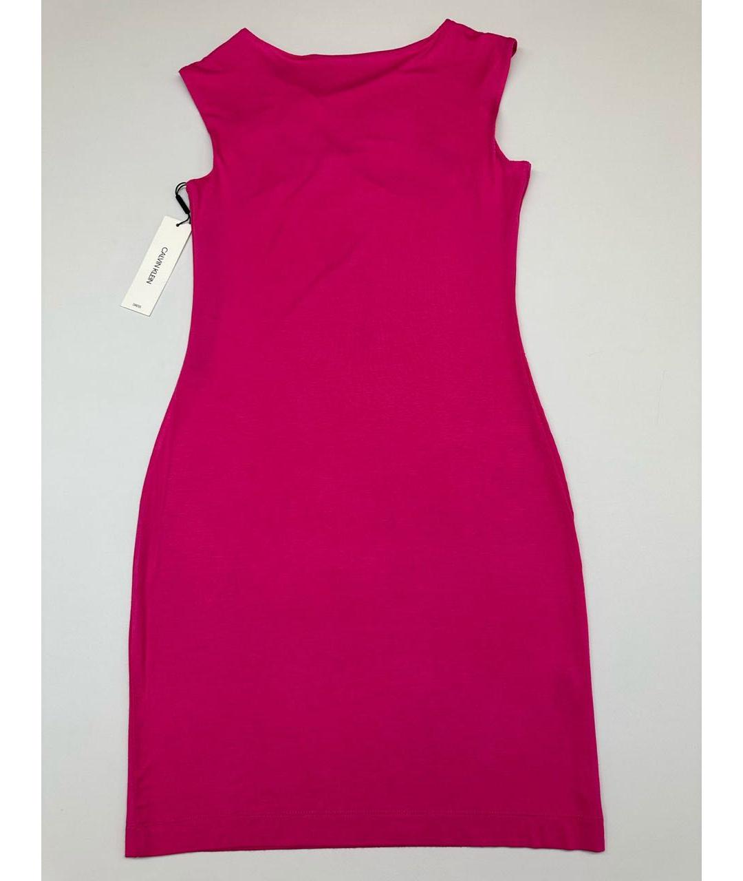 CALVIN KLEIN Фуксия вискозное коктейльное платье, фото 6