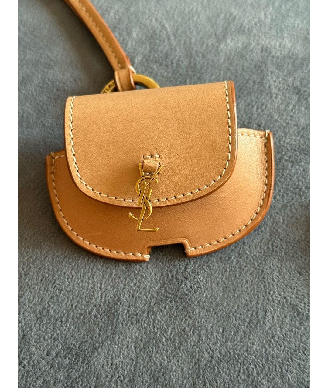 SAINT LAURENT Коричневая кожаная сумка через плечо, фото 3