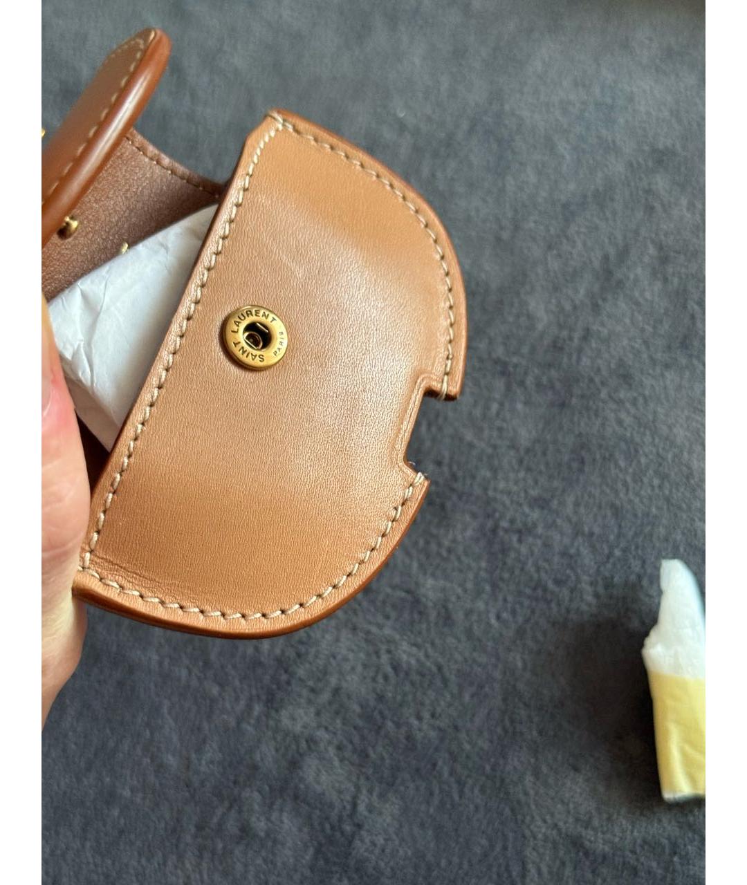 SAINT LAURENT Коричневая кожаная сумка через плечо, фото 4