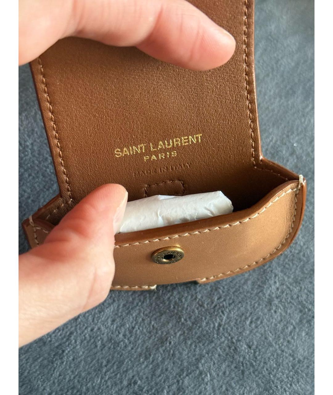 SAINT LAURENT Коричневая кожаная сумка через плечо, фото 7