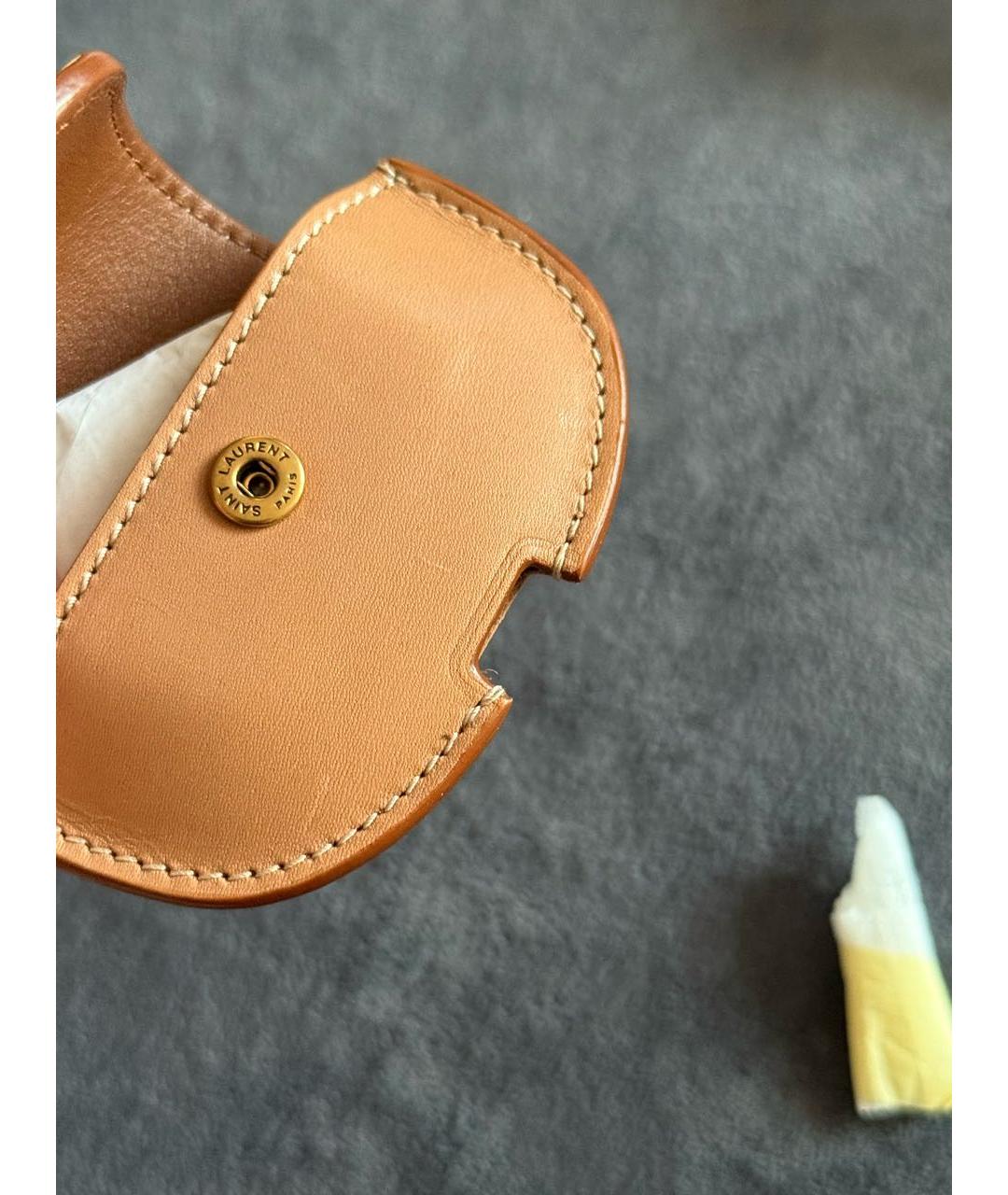 SAINT LAURENT Коричневая кожаная сумка через плечо, фото 5