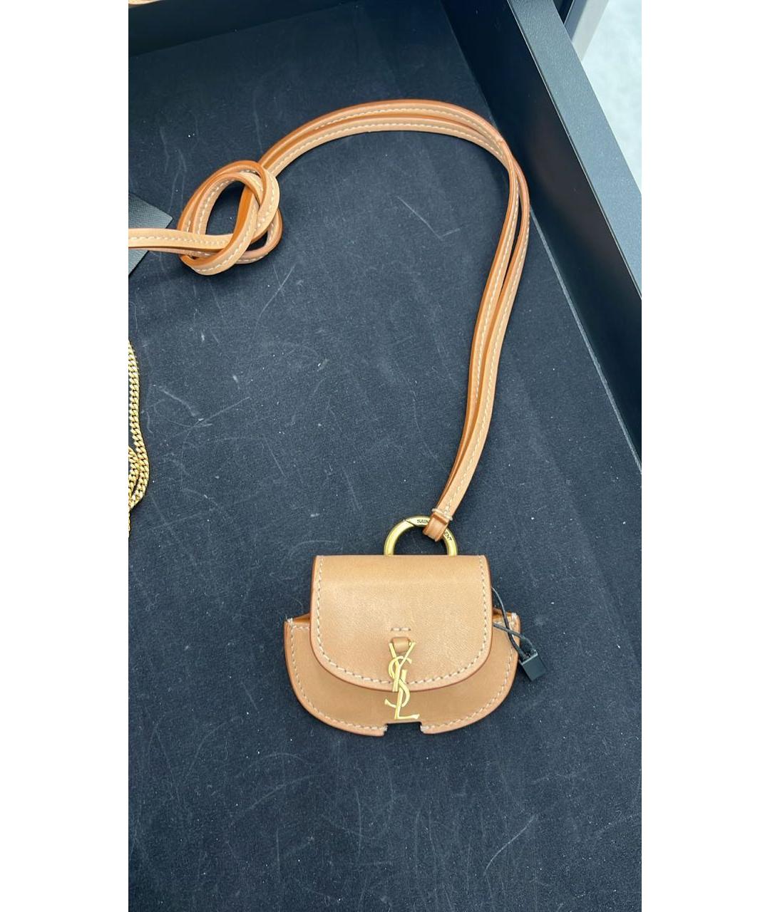 SAINT LAURENT Коричневая кожаная сумка через плечо, фото 9