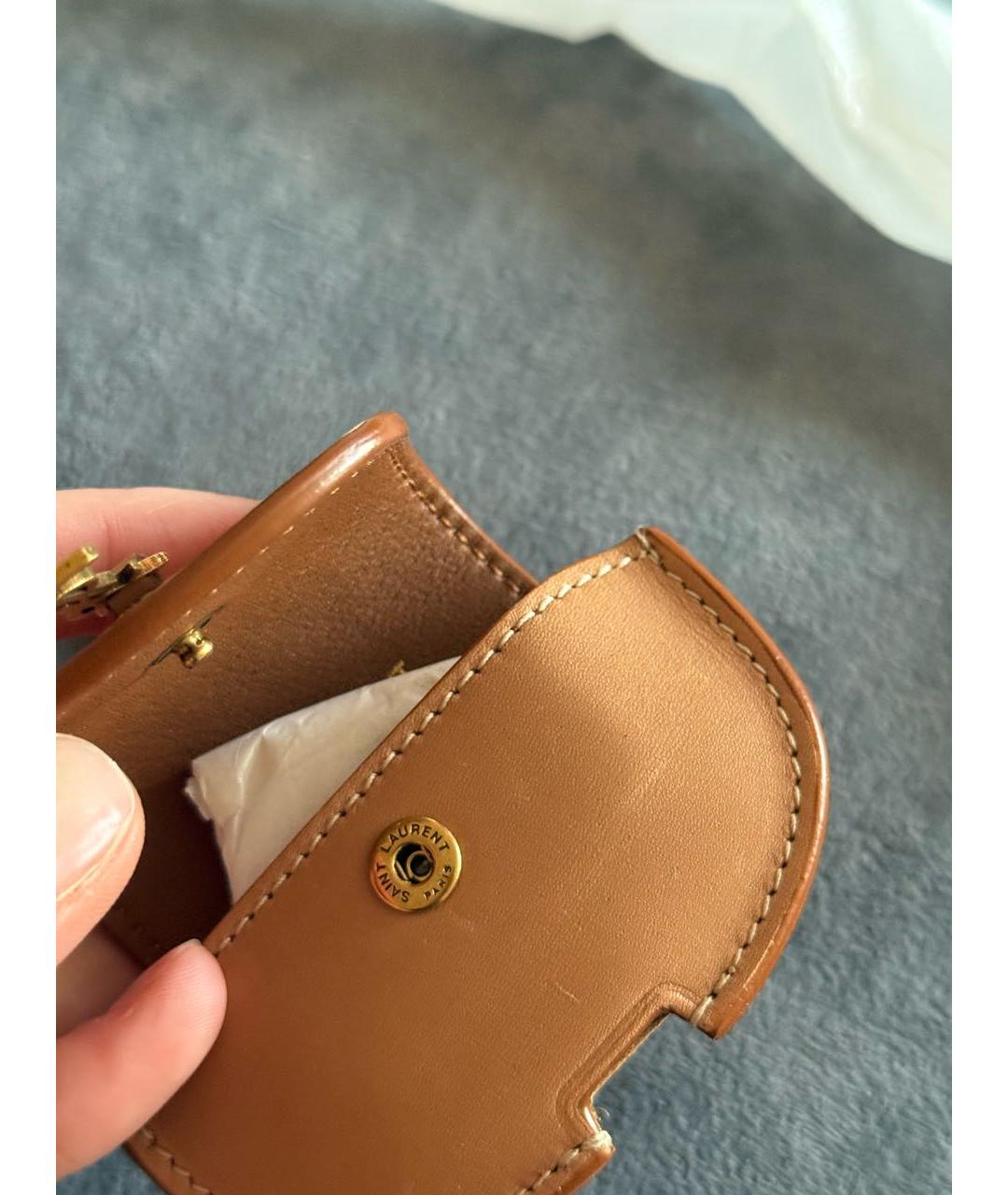 SAINT LAURENT Коричневая кожаная сумка через плечо, фото 6