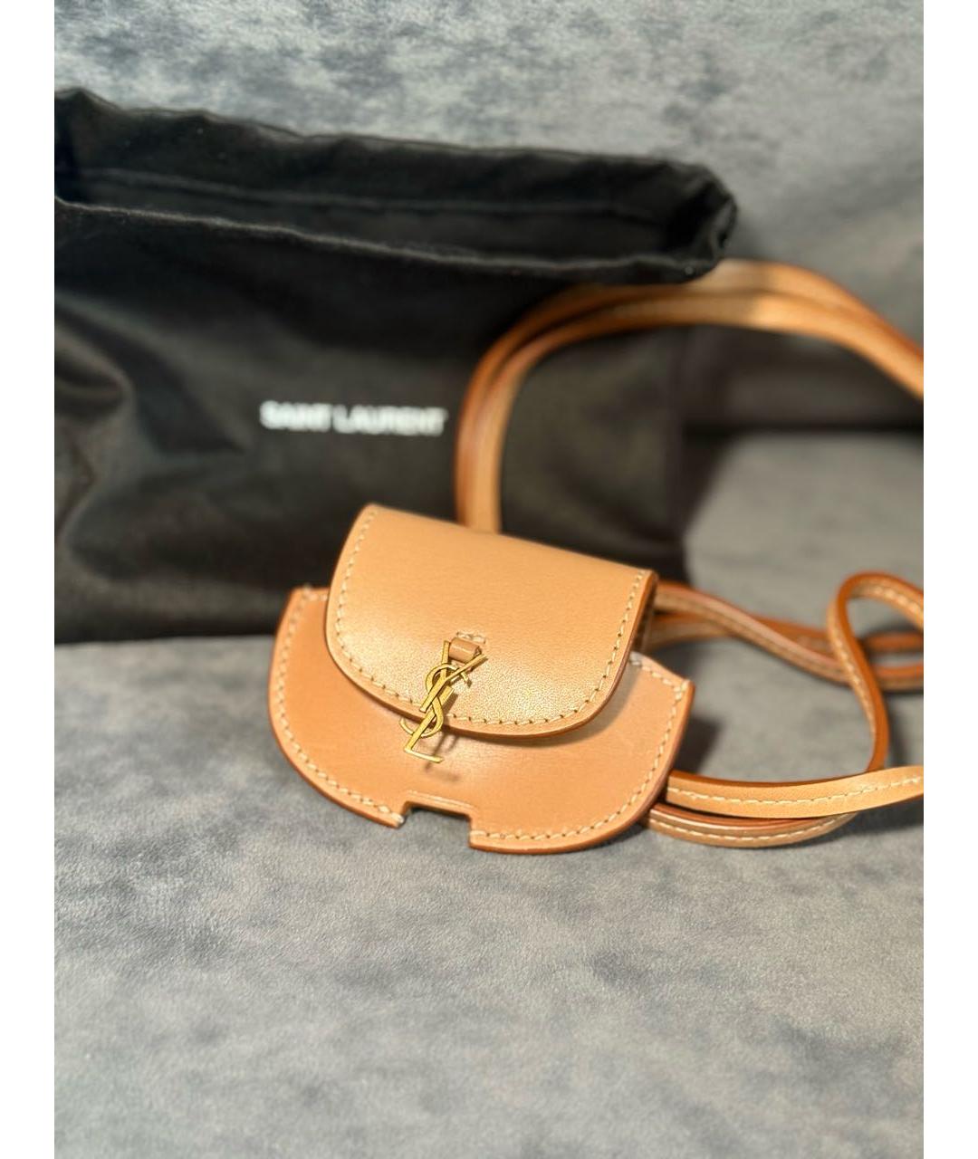 SAINT LAURENT Коричневая кожаная сумка через плечо, фото 2