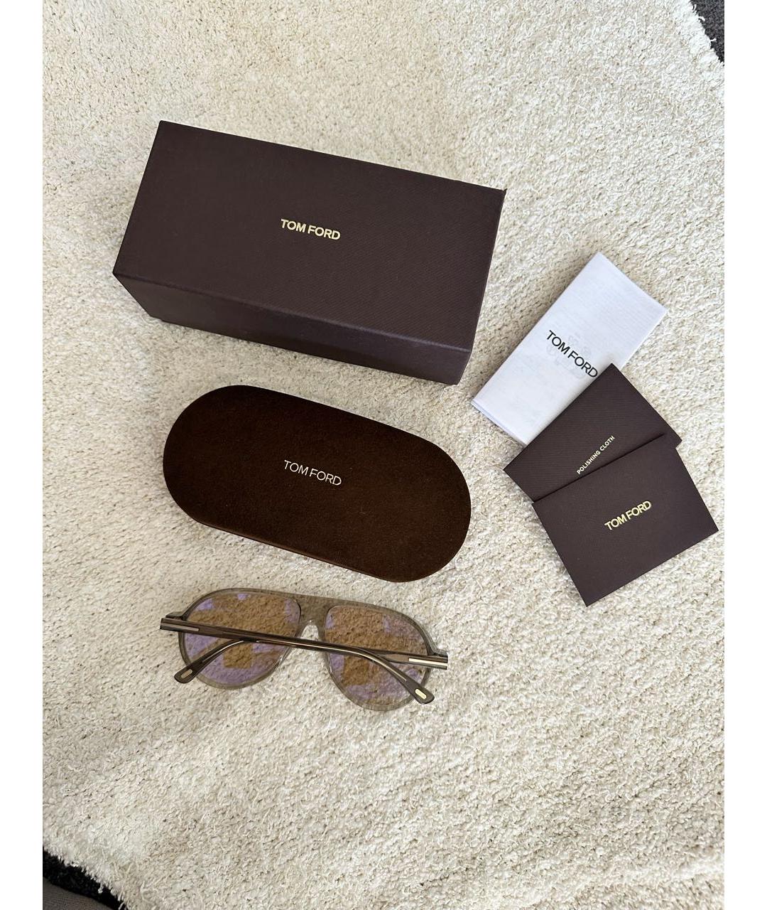 TOM FORD Бежевые пластиковые солнцезащитные очки, фото 4