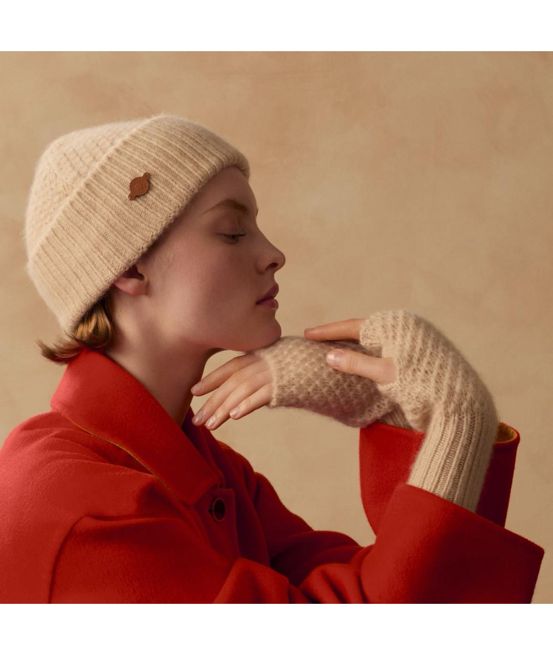HERMES Коричневая кашемировая шапка, фото 4
